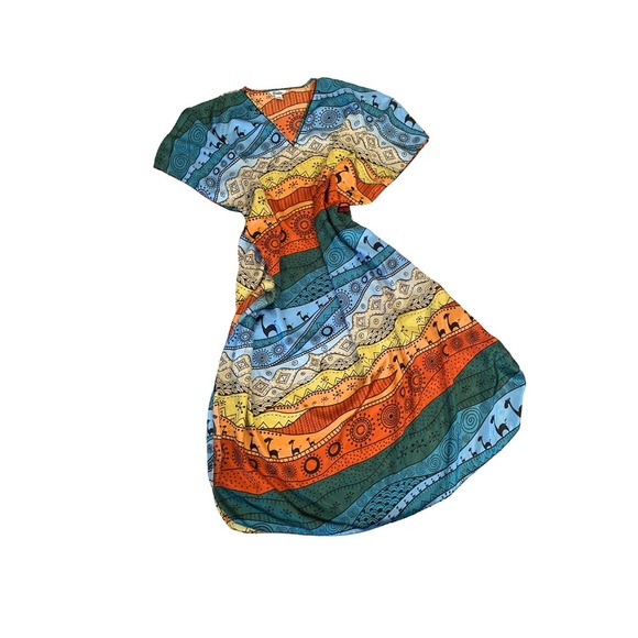 Winlar Dresses & Skirts - Vintage Winlar Kaftan Maxi Dress One Size Fits Most V-Neck Colorful Geometric